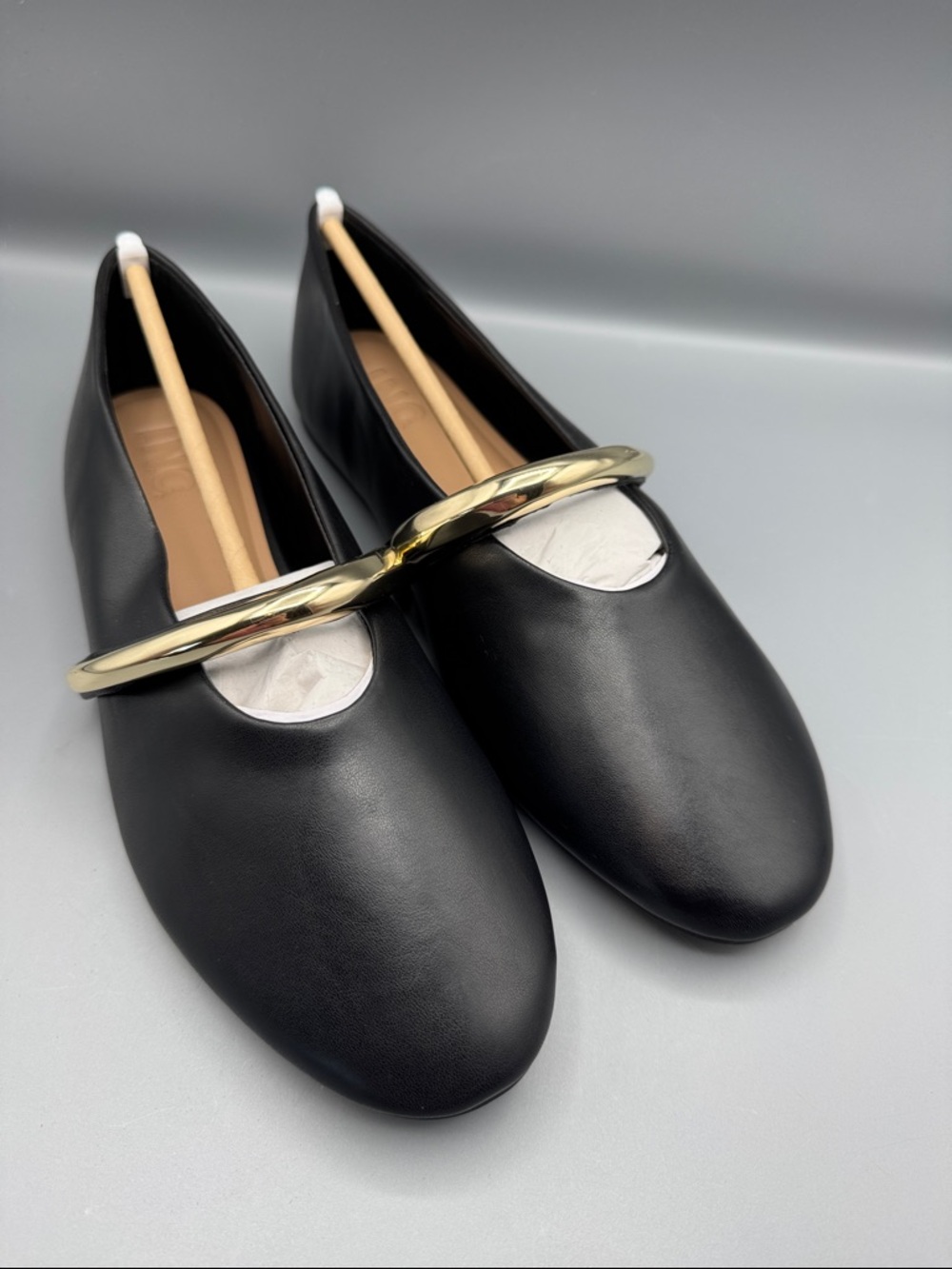 INC International Concepts Black Flats with Gold Accent